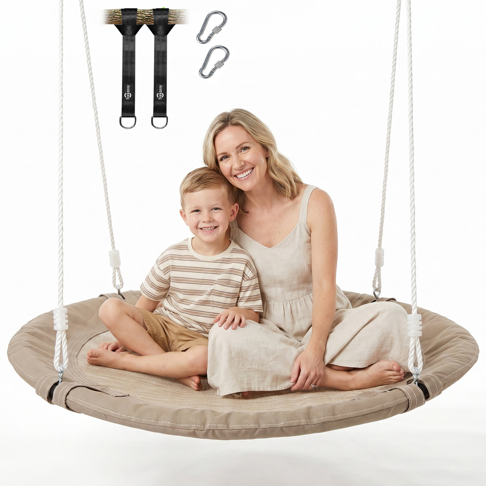 Klo Kick 40" Saucer Tree Swing for Kids Adults Outdoor Textilene with 2pcs Tree Hanging Straps