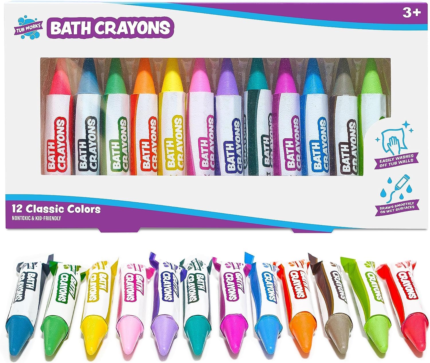 Tub Works® Smooth™ Bath Crayons Bath Toy, 12 Pack