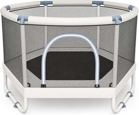 LUSK 60'' Kids Trampoline, Indoor Toddler Trampoline with Safety Net, 500lb Capacity, Safe No-Gap Design & Kid-Friendly Materials, Gifts for Boys & Girls